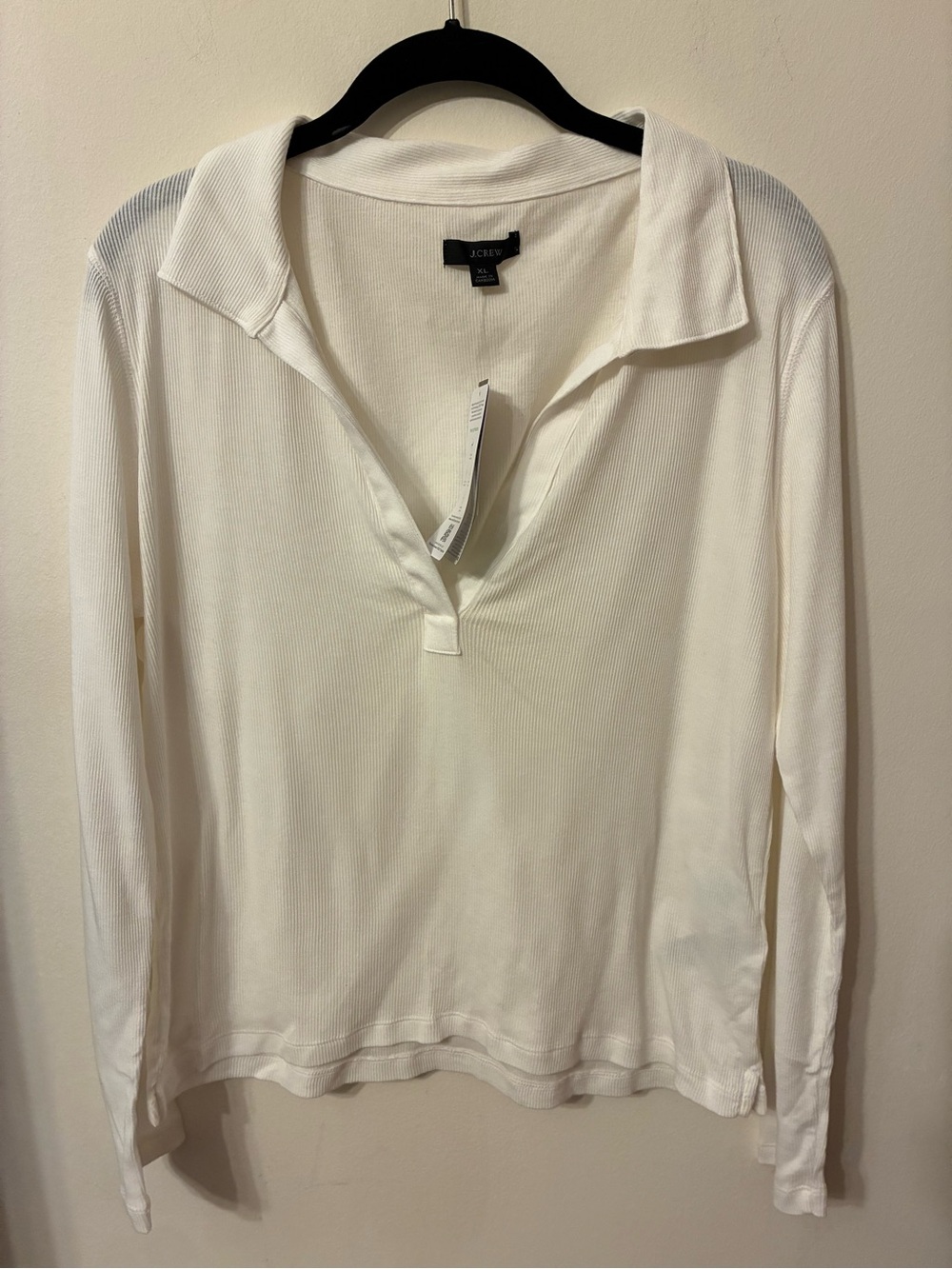 NWT J. Crew XL white ribbed shirt